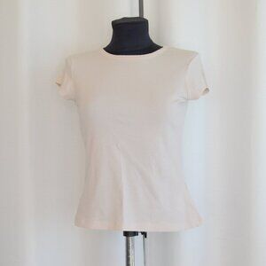 Filippa K Ribbed Knit Cream Baby Tee Sz M